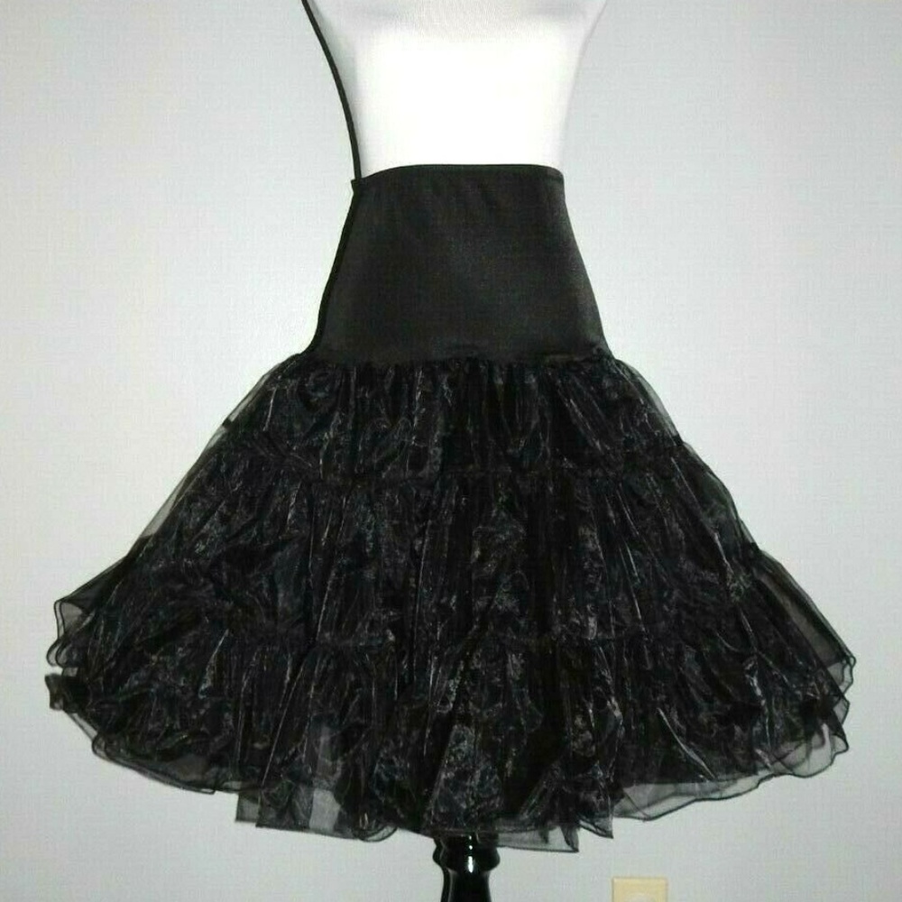 DRESSTELLS Black Rockabilly Petticoat Skirt Tutu